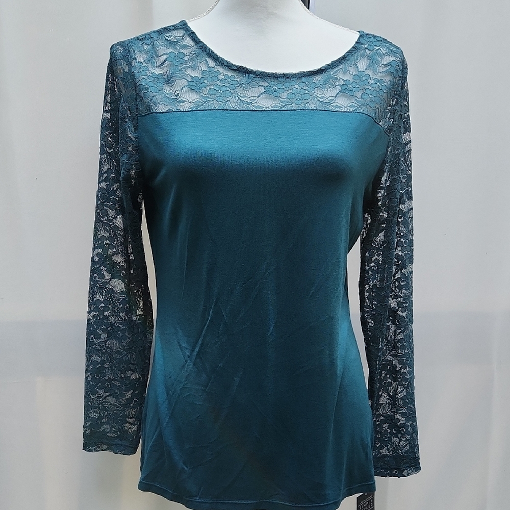 Y2K Teal Green Sheer lacey Whimsy Fairy Grunge Stretchy Jersey Knit Top